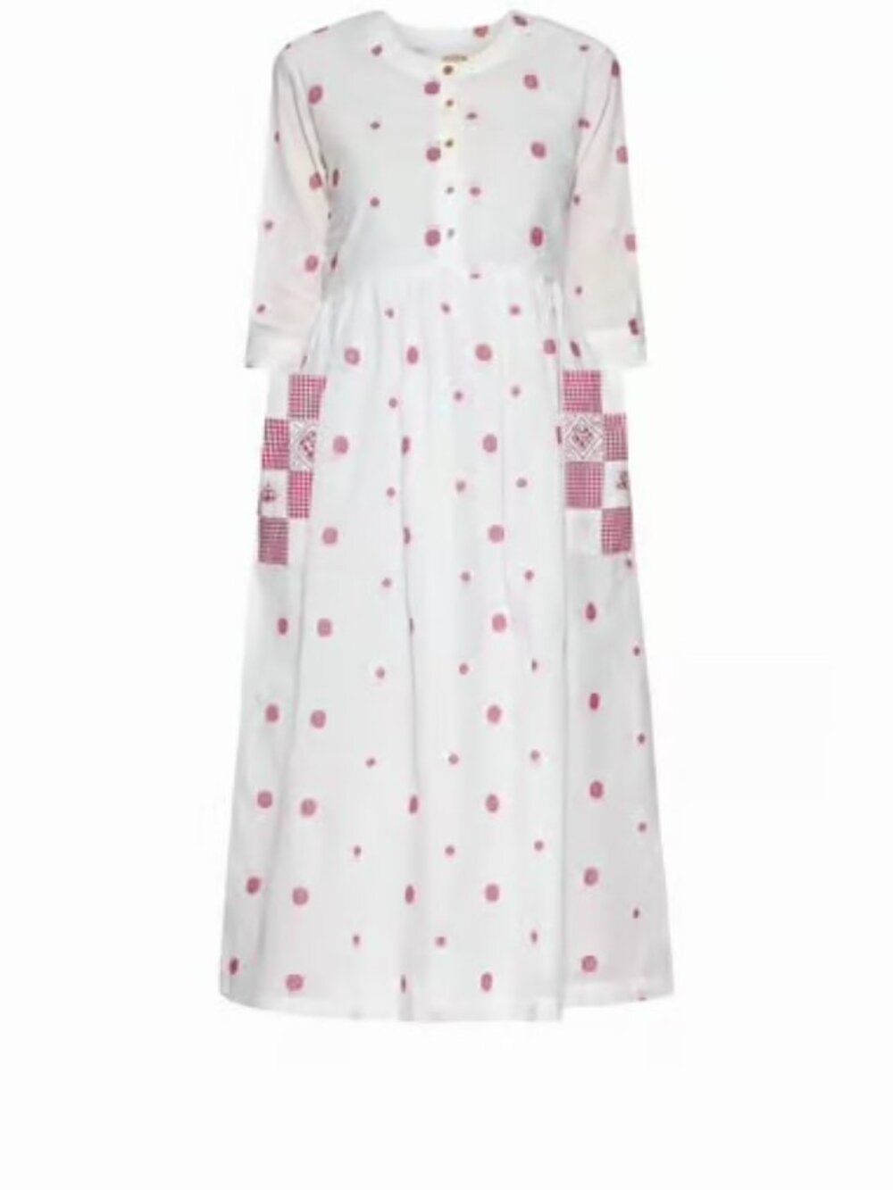Bombay Paisley by Westside Red Pure Cotton Midi Dress Size Small Pockets - Picture 9 of 12